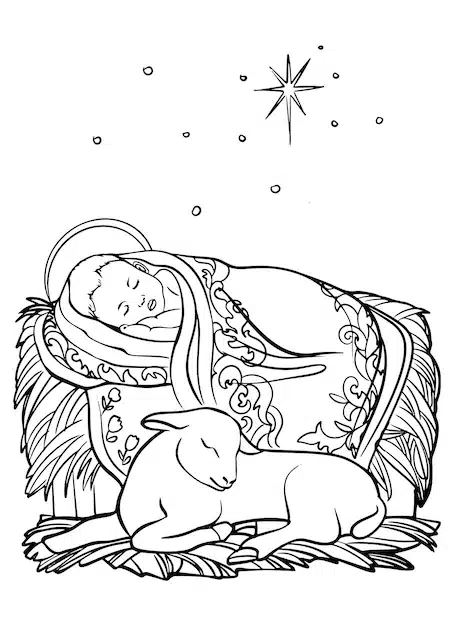 christmas christian baby jesus nativity scene vector illustration sketch doodle hand drawing 688149 376