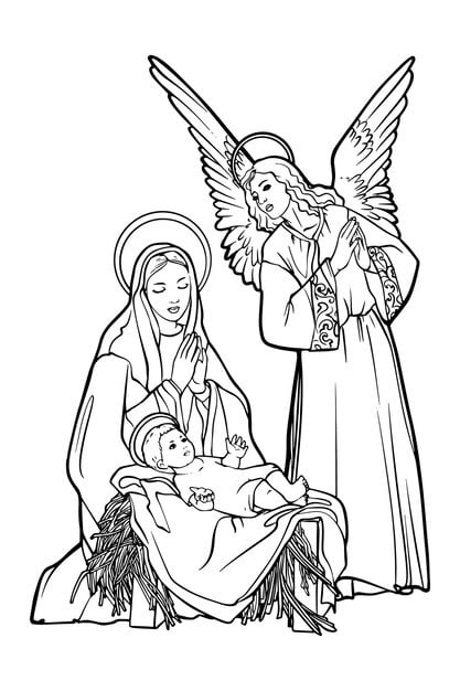 christmas christian christmas baby jesus scene manger with mary holy virgin vector 688149 378