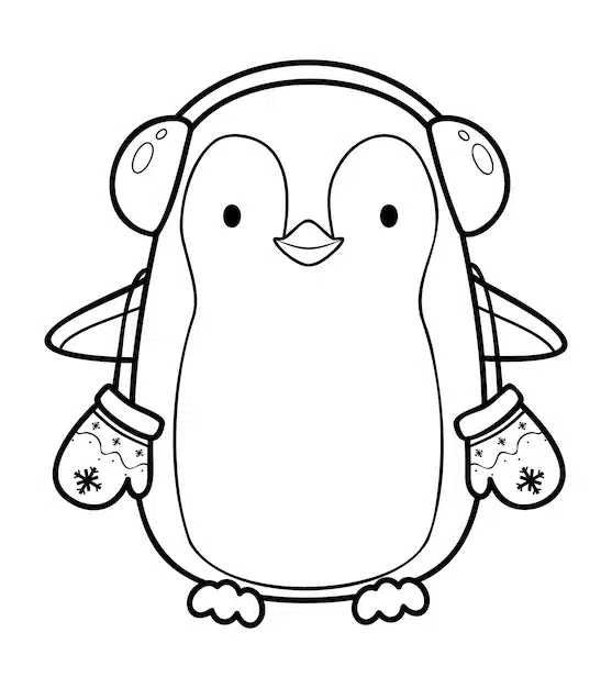 christmas coloring book page christmas penguin black white vector illustration 160901 3831