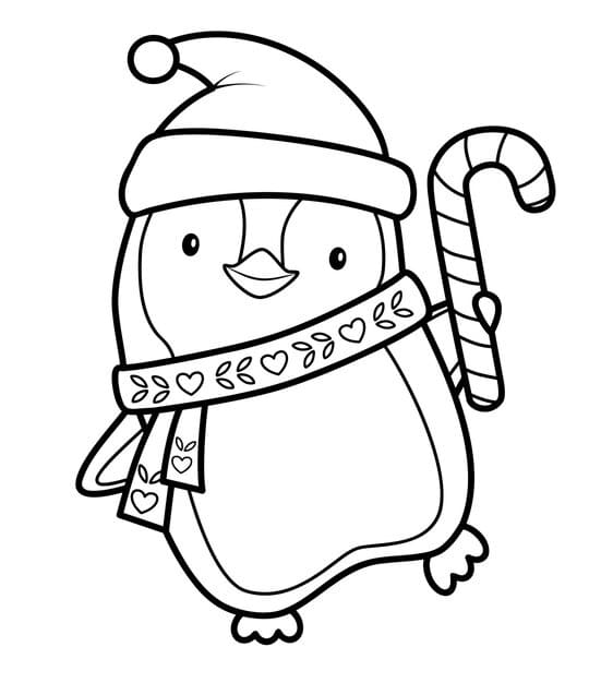 christmas coloring book page kids christmas penguin black white vector illustration 160901 3210