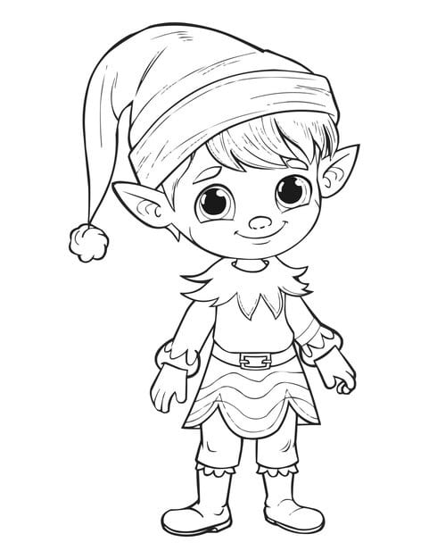 christmas elf coloring page kids 1023984 48473