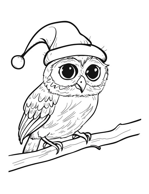 christmas owl wearing santa hat owl coloring pages 658322 1916