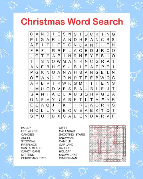 christmas seasonal activities word search puzzle printable worksheet educational leisure game 573771 130