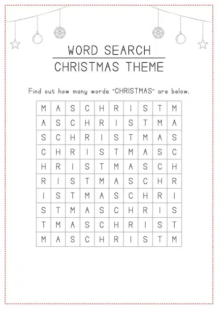 christmas theme word search printable 7459 600