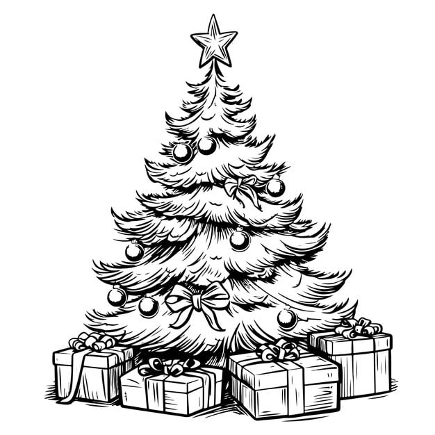 christmas tree comic style handdrawn sketch symbol christmas new year vector 666729 2216