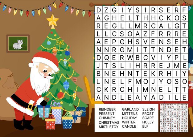 christmas word search game puzzle kids christmas words cartoon vector 419256 1260