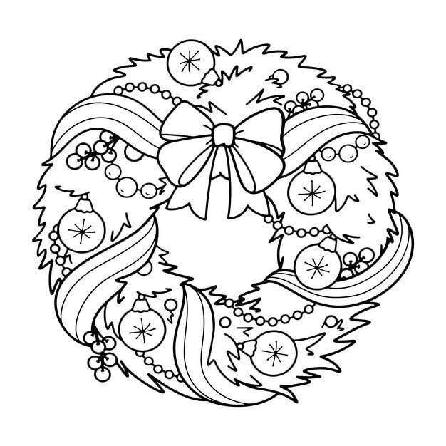christmas wreath decorations coloring book hand drawn vector illustration new year 823571 120