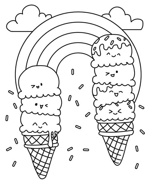 coloring book cute ice cream design with rainbow 13920 3947