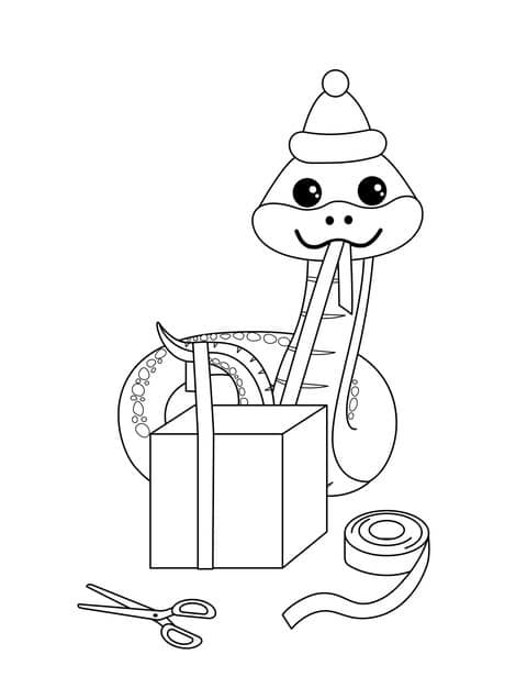 coloring book snake is wraping gift black white snake vector 419256 2995