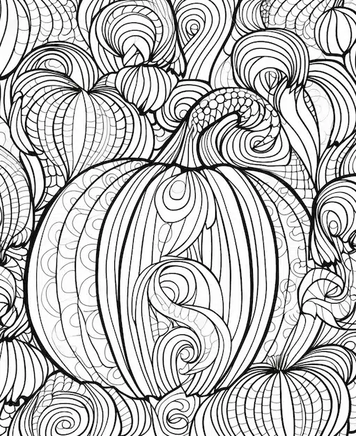 coloring page with pumpkin swirls it generative ai 901242 11230