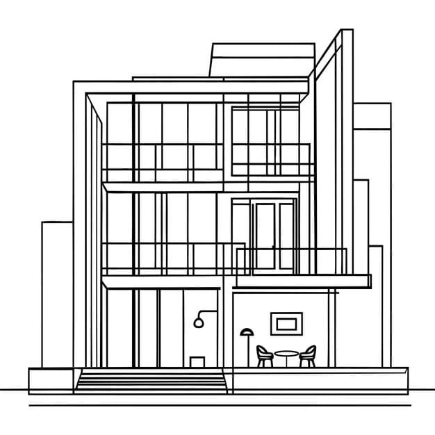 continuous one line drawing modern house construction building city home property architecture hand drawn minimalist concept 1141719 409