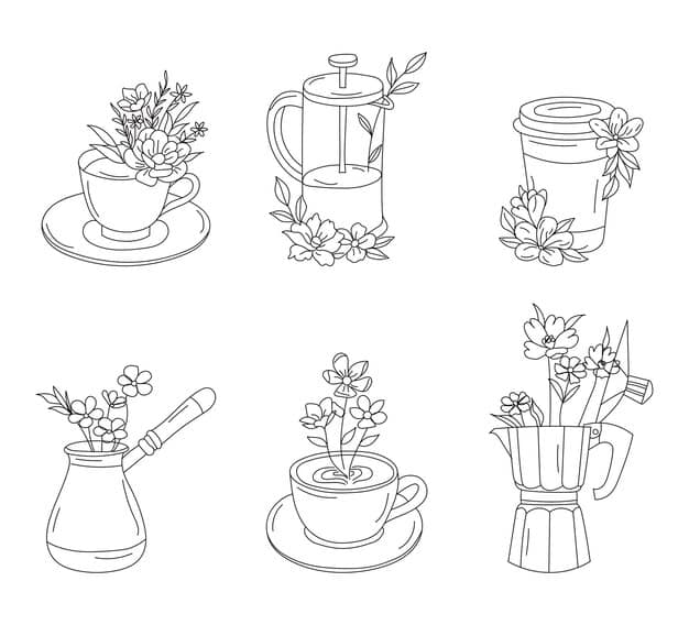 cup outline design set 599045 376