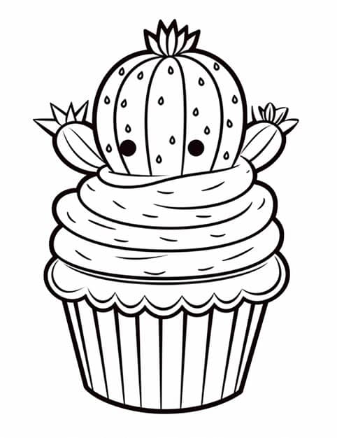 cupcake with cactus top it leaf top generative ai 902846 155908