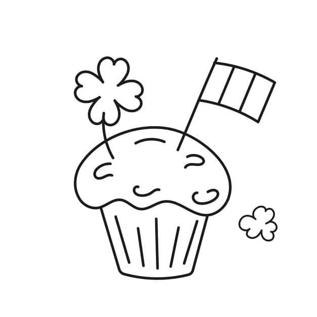 cupcake with flag clover vector doodle isolated icon black line festive bakery outline 712622 1289