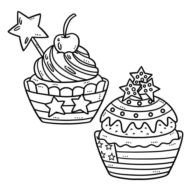 cupcakes isolated coloring page kids 576561 7654 1