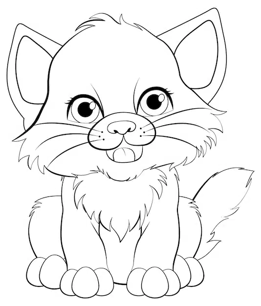 cute baby tiger cartoon character outline colouring 1308 141038