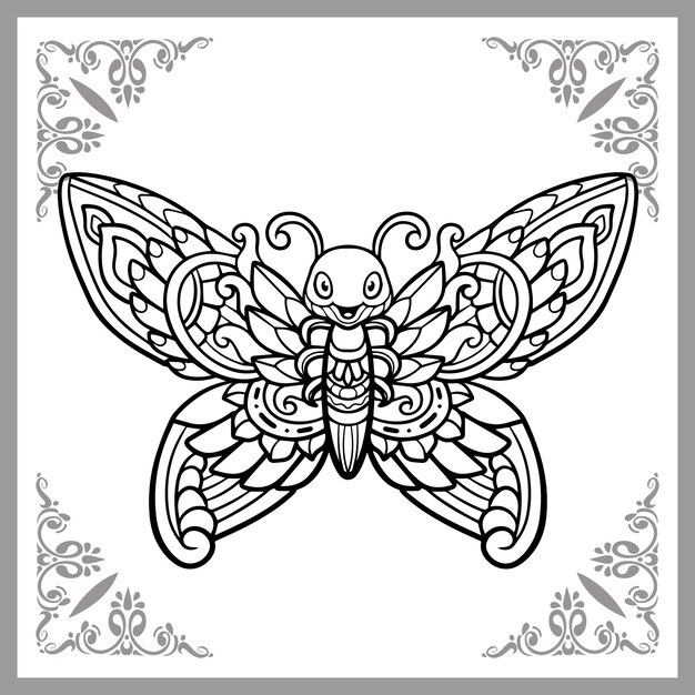 cute butterfly cartoon zentangle arts isolated black background 122297 1465