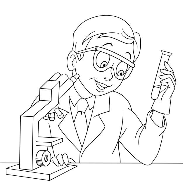 cute chemical microbiology scientist people professions cartoon coloring book page kids 727710 370