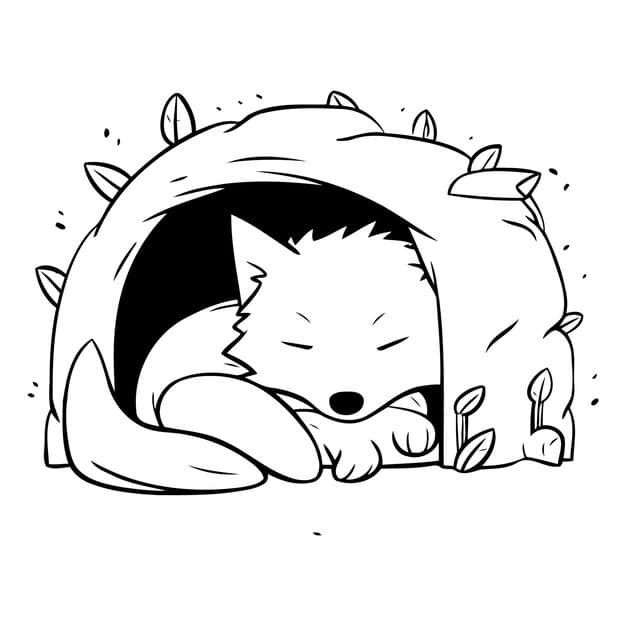 cute fox sleeping doghouse vector illustration 1151 130534