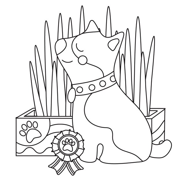 cute funny dog is sitting near grass with award 371881 894