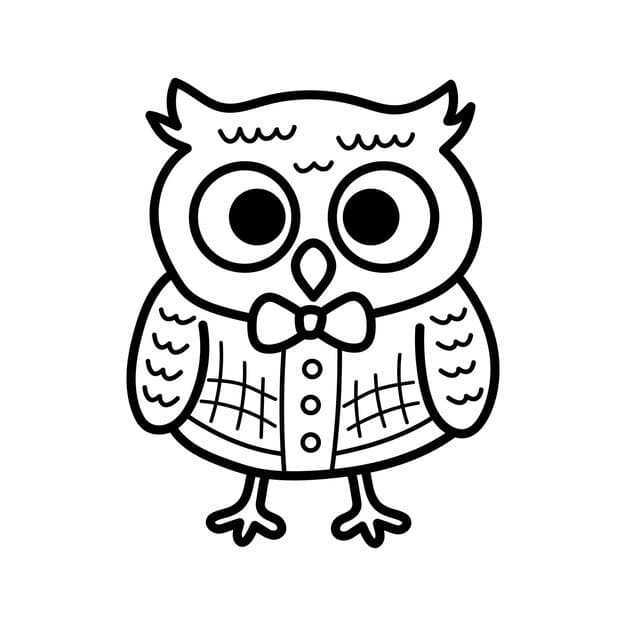 cute line art owl clothes funny doodle owl character coloring book kids nursery art style 538002 4764