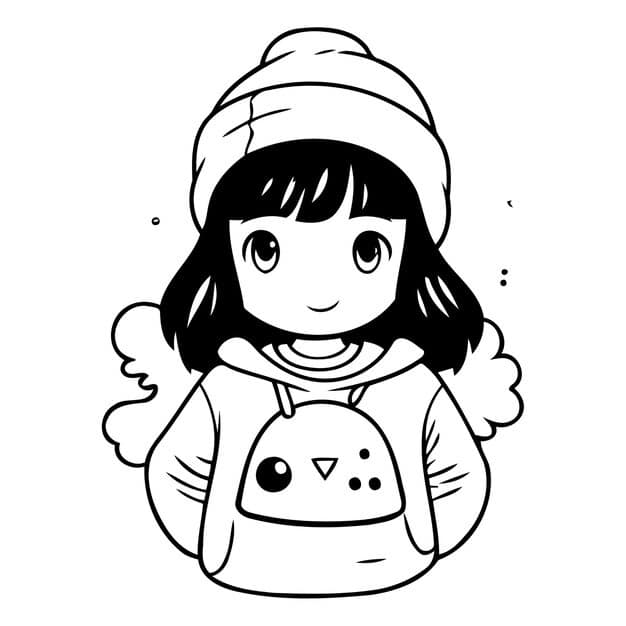 cute little girl winter clothes vector illustration cartoon style 1142 131928