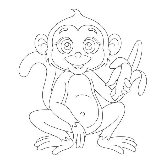 cute little monkey coloring page kids animal outline coloring book cartoon vector illustration 594361 284