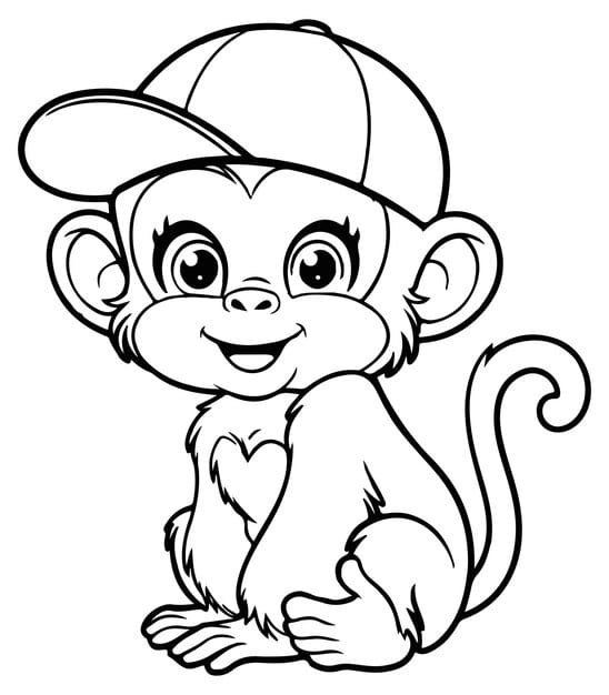 cute monkey coloring page 1245719 4879