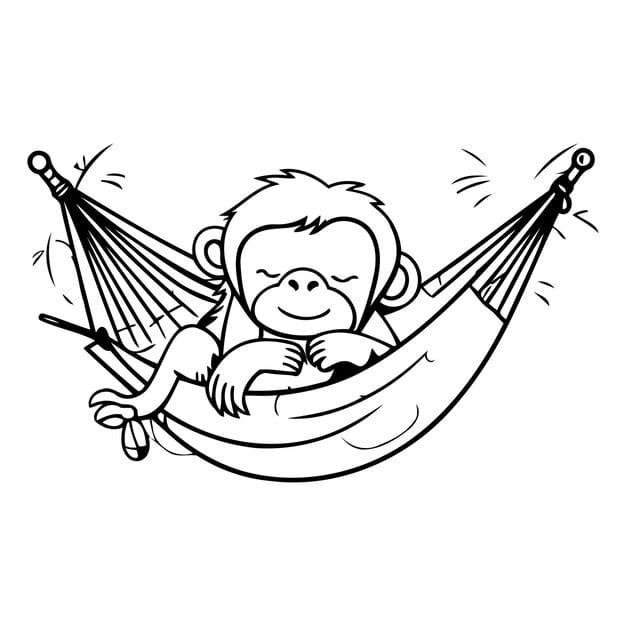 cute monkey sitting hammock vector illustration isolated white background 1151 122398