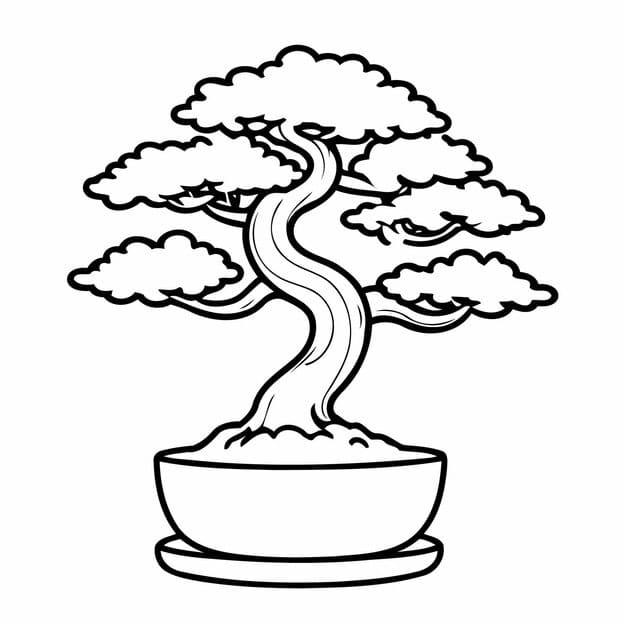 cute vector illustration bonsai drawing toddlers coloring activity 925324 11032