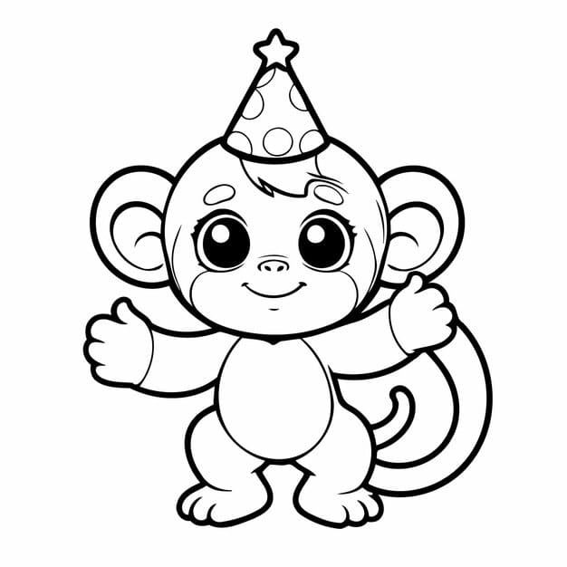 cute vector illustration monkey drawing kids colouring page 925324 7872