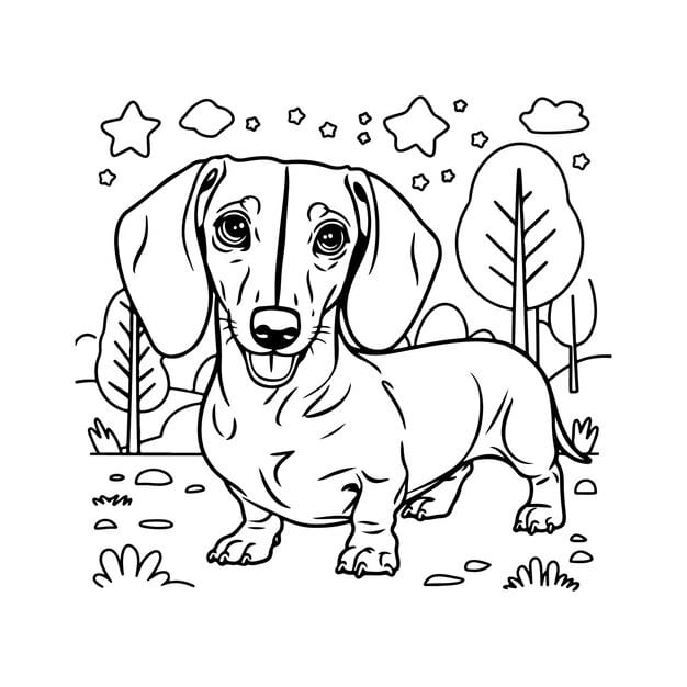 dachshundthemed coloring page vector 1193704 2822