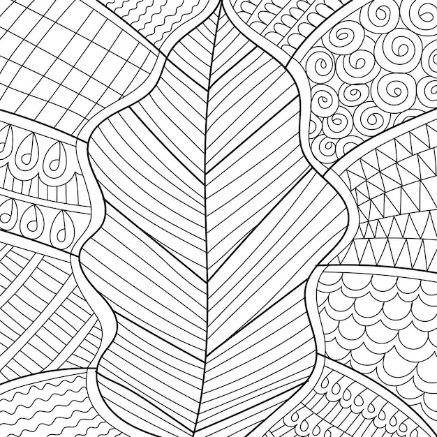 decorative tropical leaf coloring book page adults 138764 382