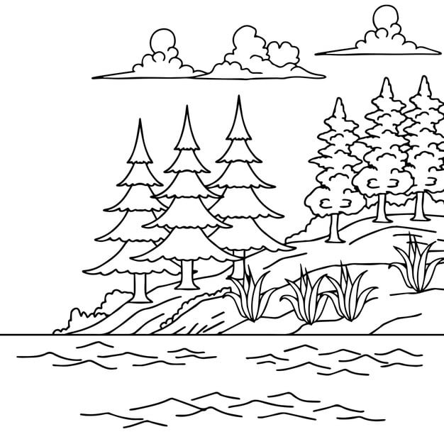 design nature landscape coloring page outline art 416004 501