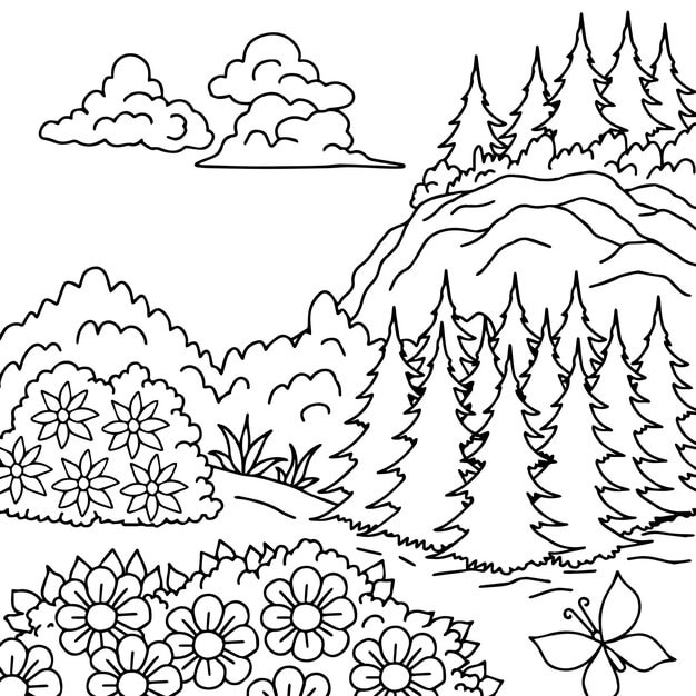 design vector coloring page landscape nature 416004 200