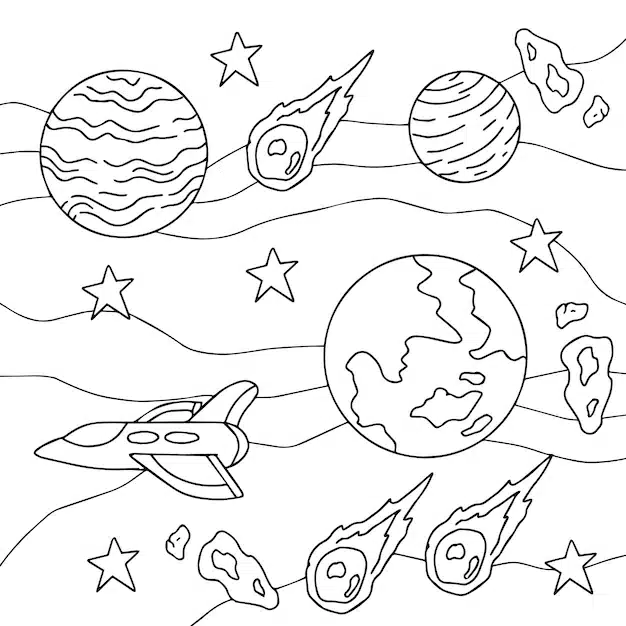 design vector coloring page space planet kid 416004 205