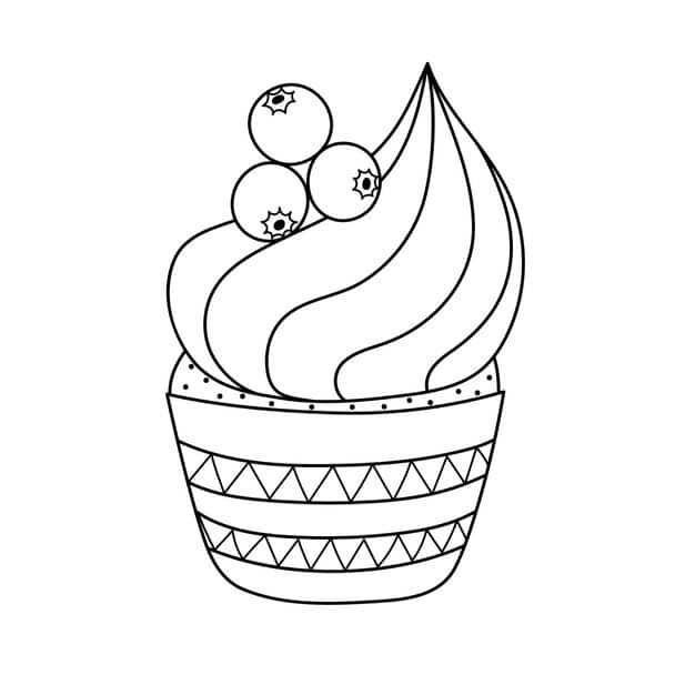 doddle cupcake with blueberries top isolated element black white print sweet dessert 107547 1694