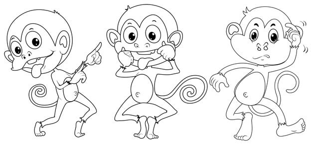 doodle animal three monkeys 1308 73831