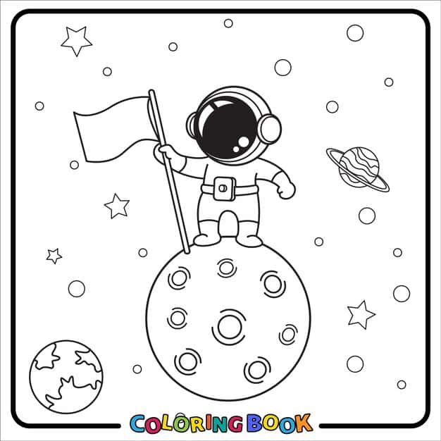 doodle astronaut cartoon coloring book line art worksheet kids 42237 1456