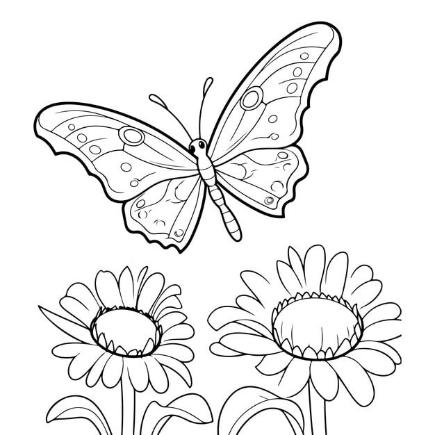 doodle style butterfly hand drawn coloring page illustration generative ai 658559 2092