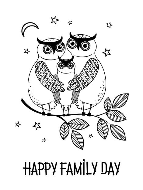 drawing family owls branch vector 477392 333