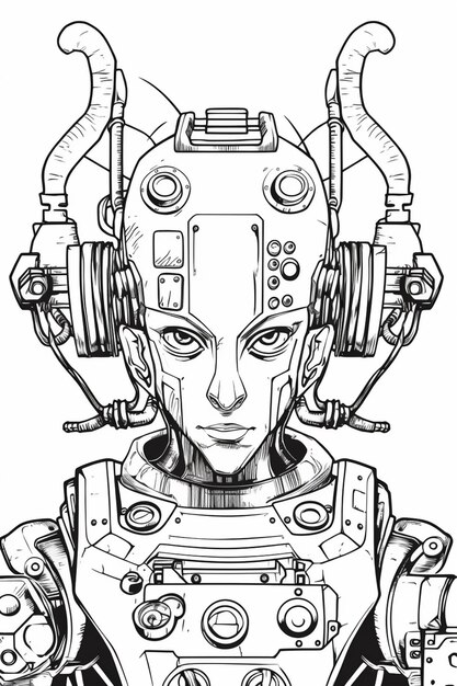 drawing robot with headphones generative ai 1034068 20730