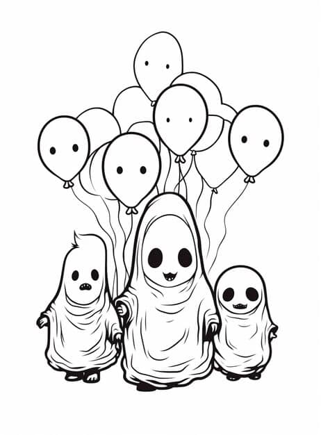 drawing three people with balloons ghost ai generative 974533 49877