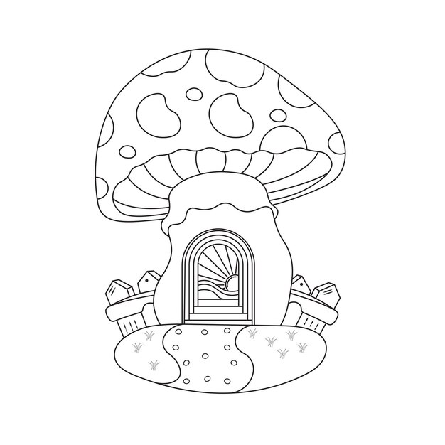 fantasy mushroom home coloring page 750639 169