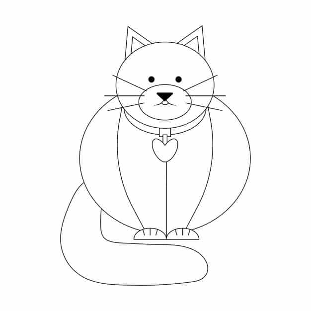 fat cat black line drawing doodle isolated white background 371881 276