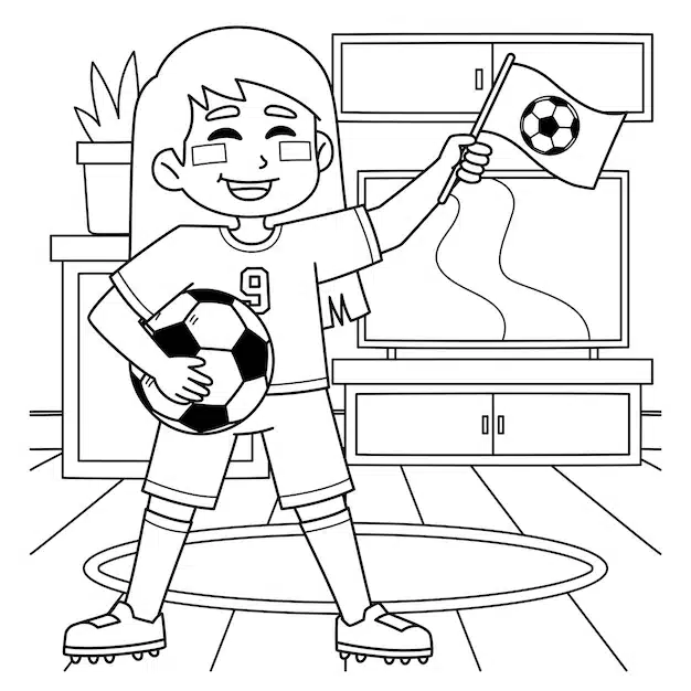 female soccer fan coloring page kids 576561 19360