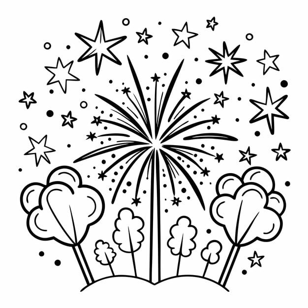 fireworks outline coloring page silhouette vector 1281985 14661