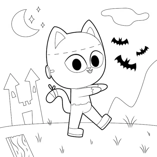 flat halloween coloring page illustration 23 2149648875