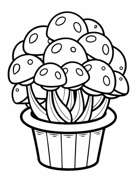 fried mushrooms colouring book pages children adults with vector design 579306 45975