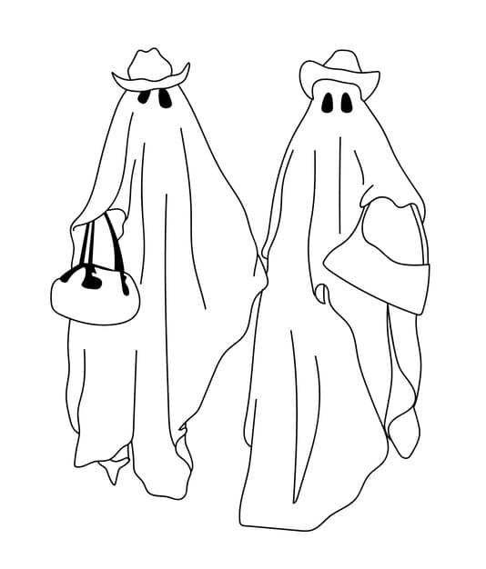 friendship ghost with cowboy hat line art 713451 229